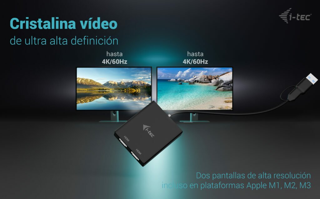EAN 8595611706844 - i-tec CADUAL4KHDMI adaptador de cable de vídeo 0,27 m USB Type-A/USB Type-C 2 x HDMI Negro imagen 6
