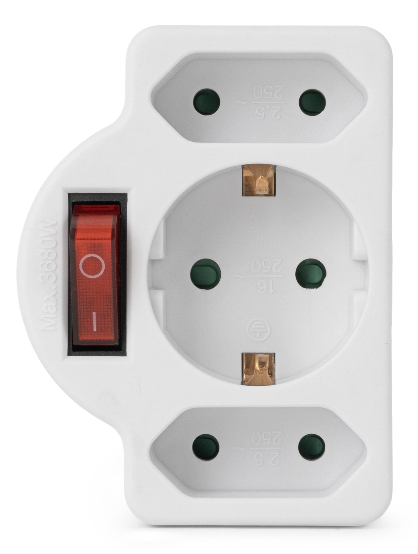 Entac Meckdosenadaptador 2x Euro 1x Schukon Schalter Blanco