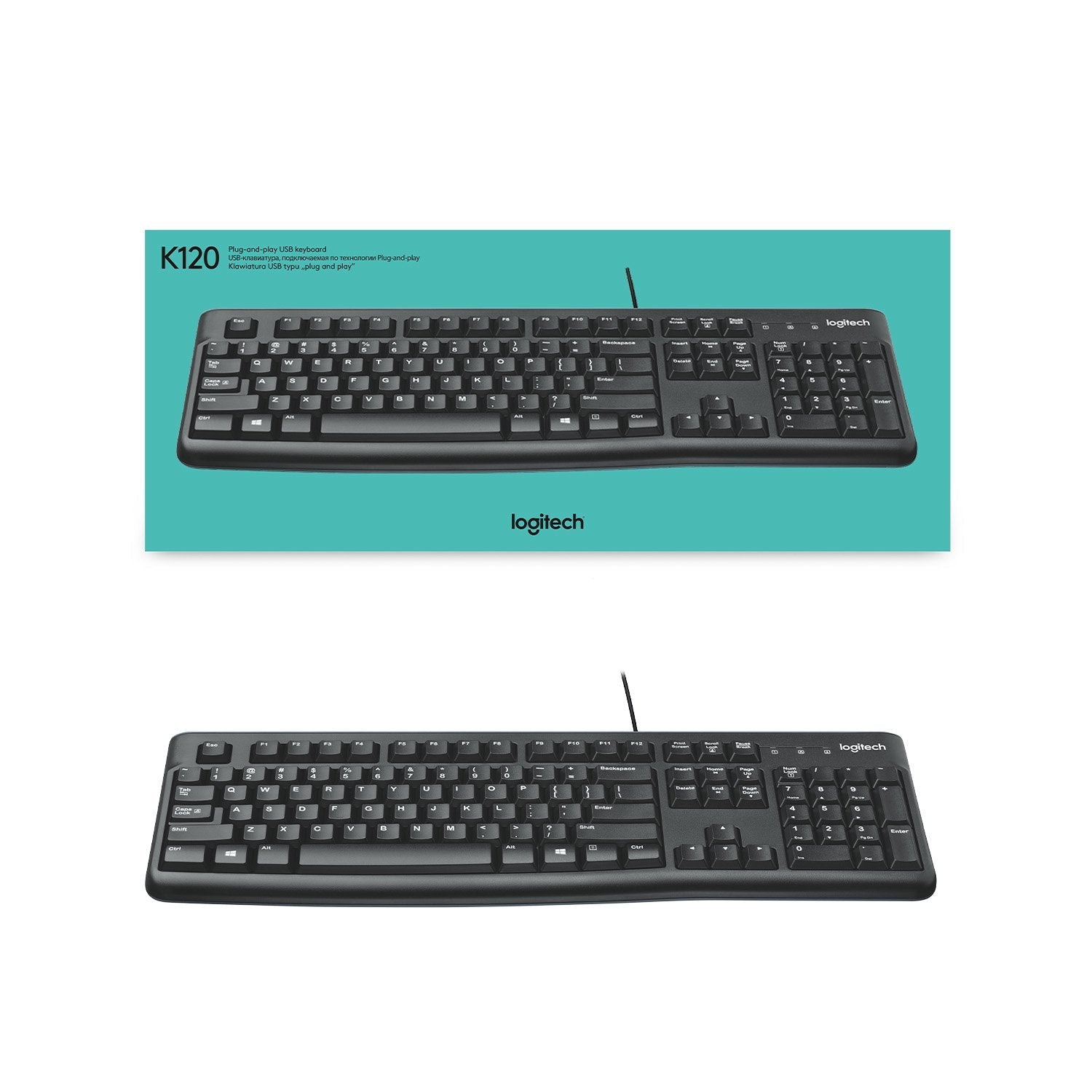 Logitech K120 Corded Teclado Teclado Usb Qwertz Suizo Negro