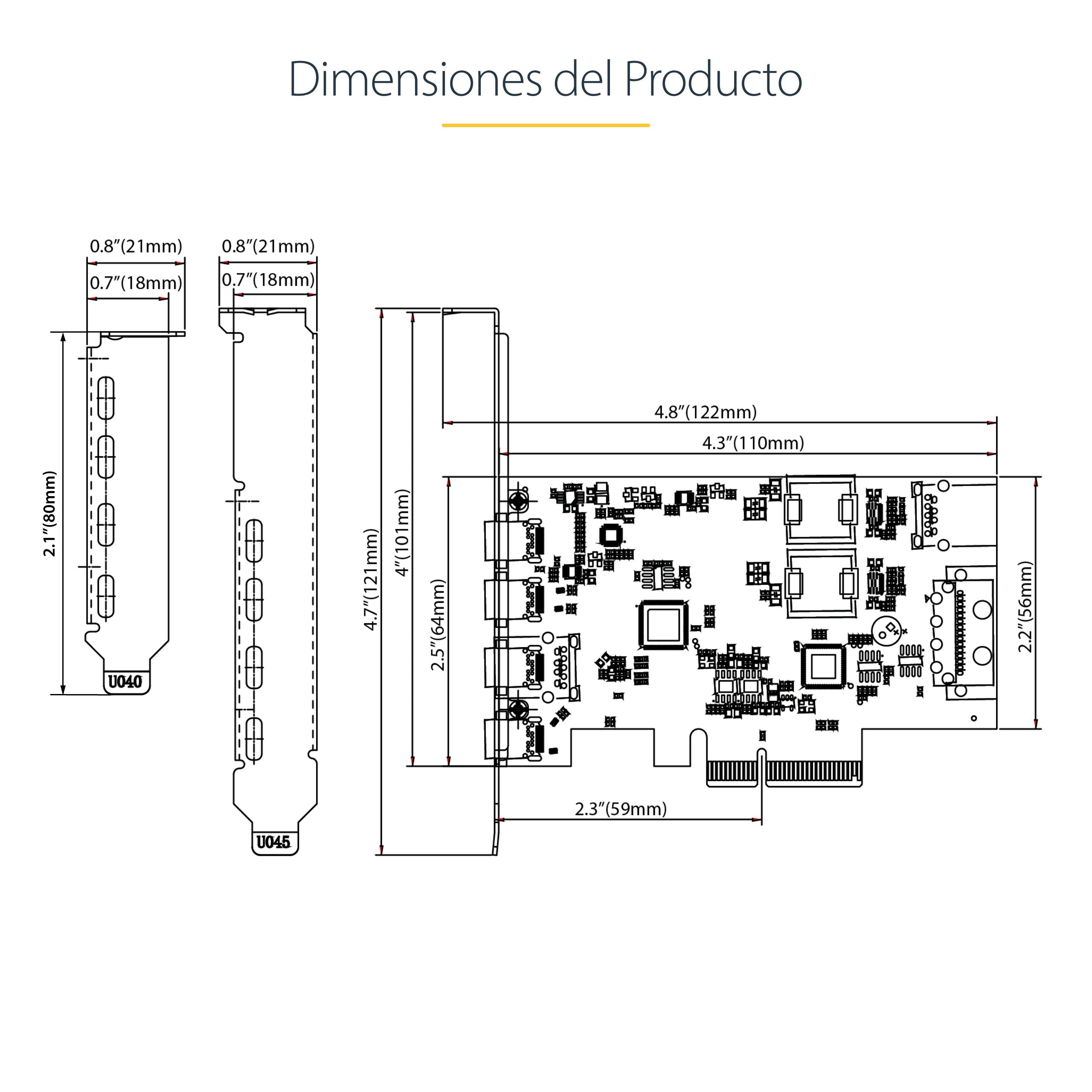Tarjeta Pcie Startech.Com  De 5 Puertos Usb De 10gbps 4x Usb-C / 1x Usb-A - Hub Concentrador Interno Usb 3.2 De 10gbps - Tarjeta Pci Express 4 Puertos Usb Tipo C 1 Puerto Usb-A - Windows/Mac/Linux