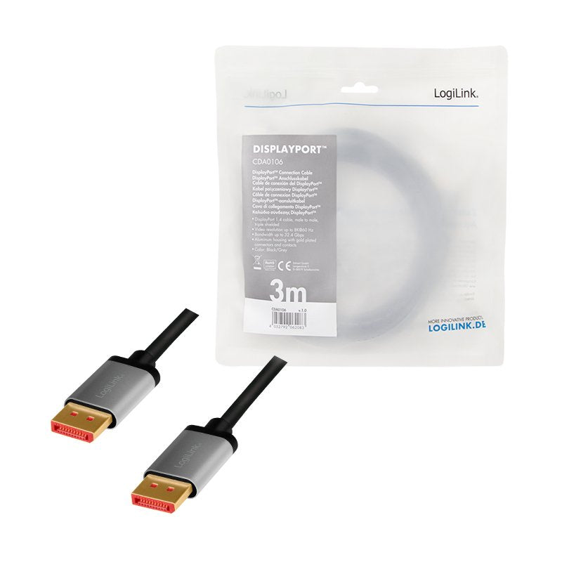 EAN 4052792062083 - LogiLink CDA0106 cable DisplayPort 3 m Negro, Gris imagen 4