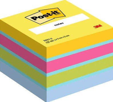 Notas Adhesivas Post-It Mini Cubo 51x51mm Amarillo Ultra Compuesto Por Los Colores Amarillo, Rosa, Verde Y Azul. 400hojas Minicubo