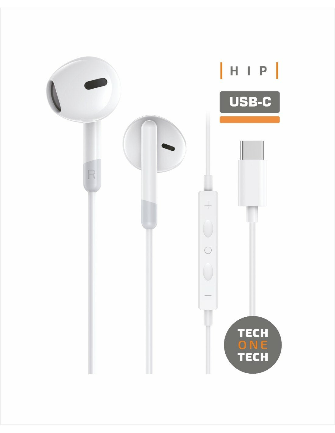 Expositor De Auriculares Tech One Tech Eartech Tec1303 Con Micrófono Usb Tipo-C Incluye 5 Auriculares Blancos Y 5 Auriculares Negros