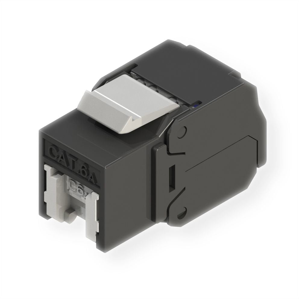 Roline Cat.6a (Class Ea) Keystone, Rj-45, Ungeschirmt, Werkzeuglos, Schwarz