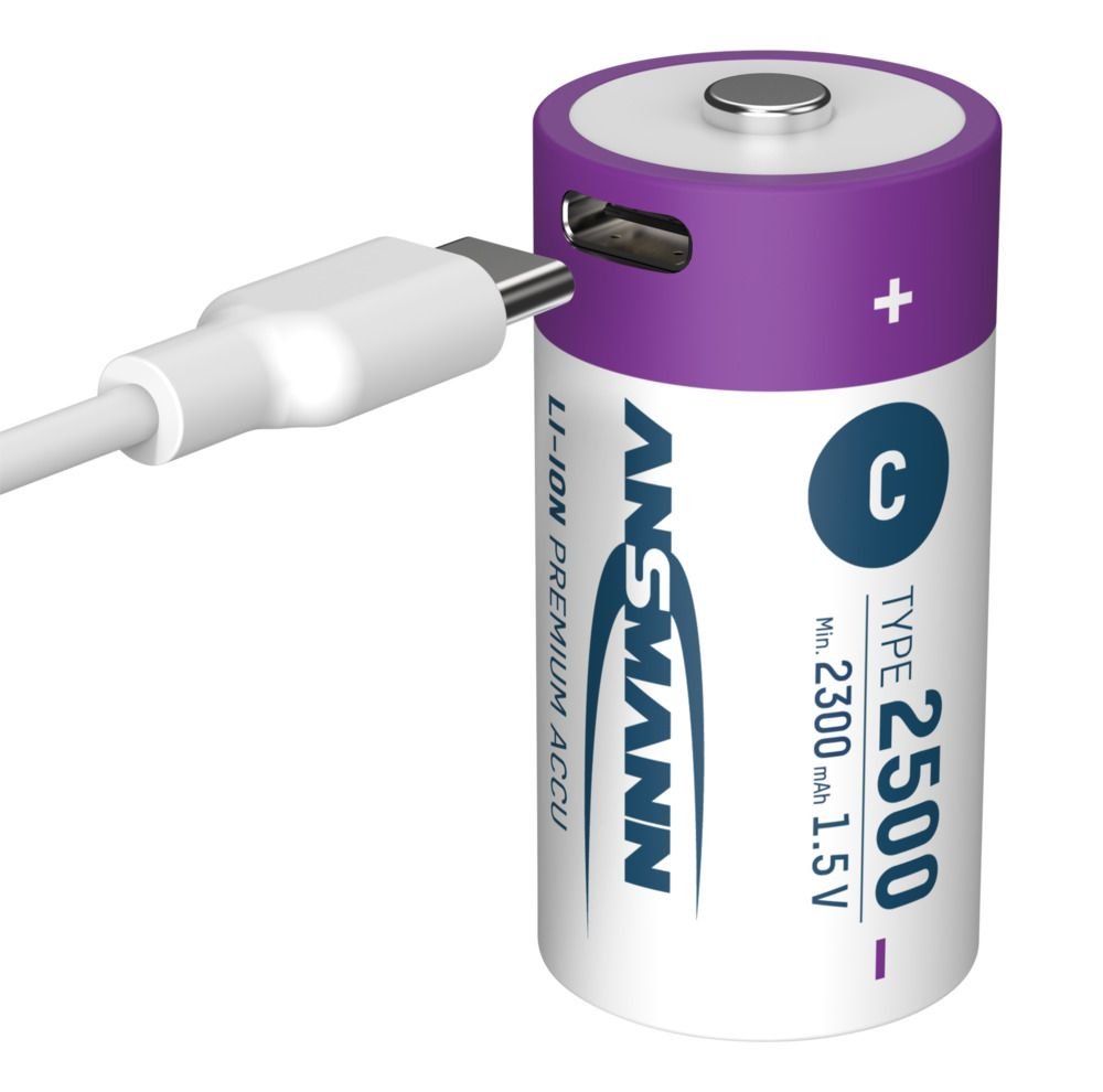Ansmann 1313-0004 Baterías Recargables Li-Ion Baby C Tipo 2500 (Min. 2300 Mah) Pack 2