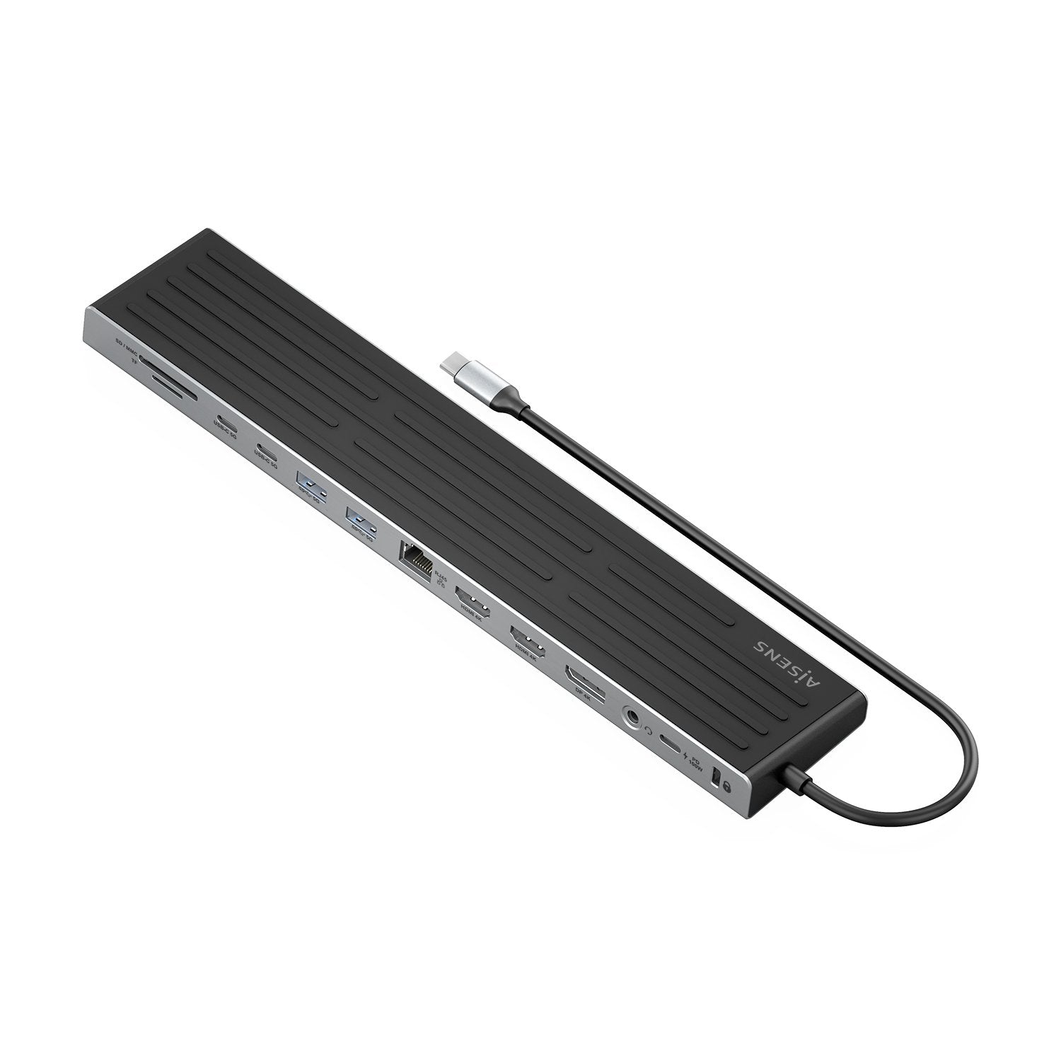 Aisens Usb-C Dock 13 En 1, Usb-C A 2xhdmi, 1xdisplayport, 1xrj45, 3xusb-A, 2xusb-C, 1xusb-C Pd, 1xsd, 1xmicro Sd, 1xaudio, 1xranura Kensington, 30cm