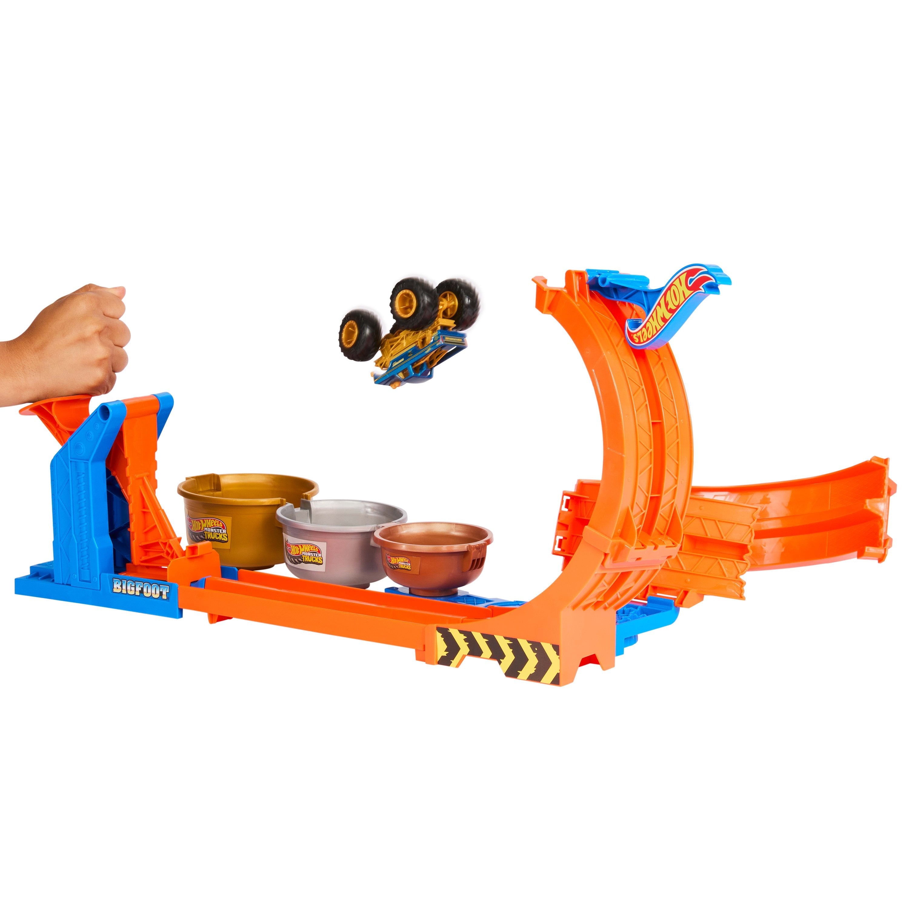 Hot Wheels Hot Wheels Monster Trucks Desafío Loop & Flip 2 En 1, Pista De Carreras   Jbx64
