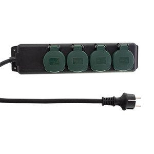 Regleta Rev 0512468555 Base Múltiple 1,4 M 4 Salidas Ac Exterior Negro, Verde
