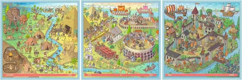 Ravensburger Rompecabezas! Historia - Edad De Piedra, Vieja Roma, Edad Media 100, 121 Y 144 Partes 12004005