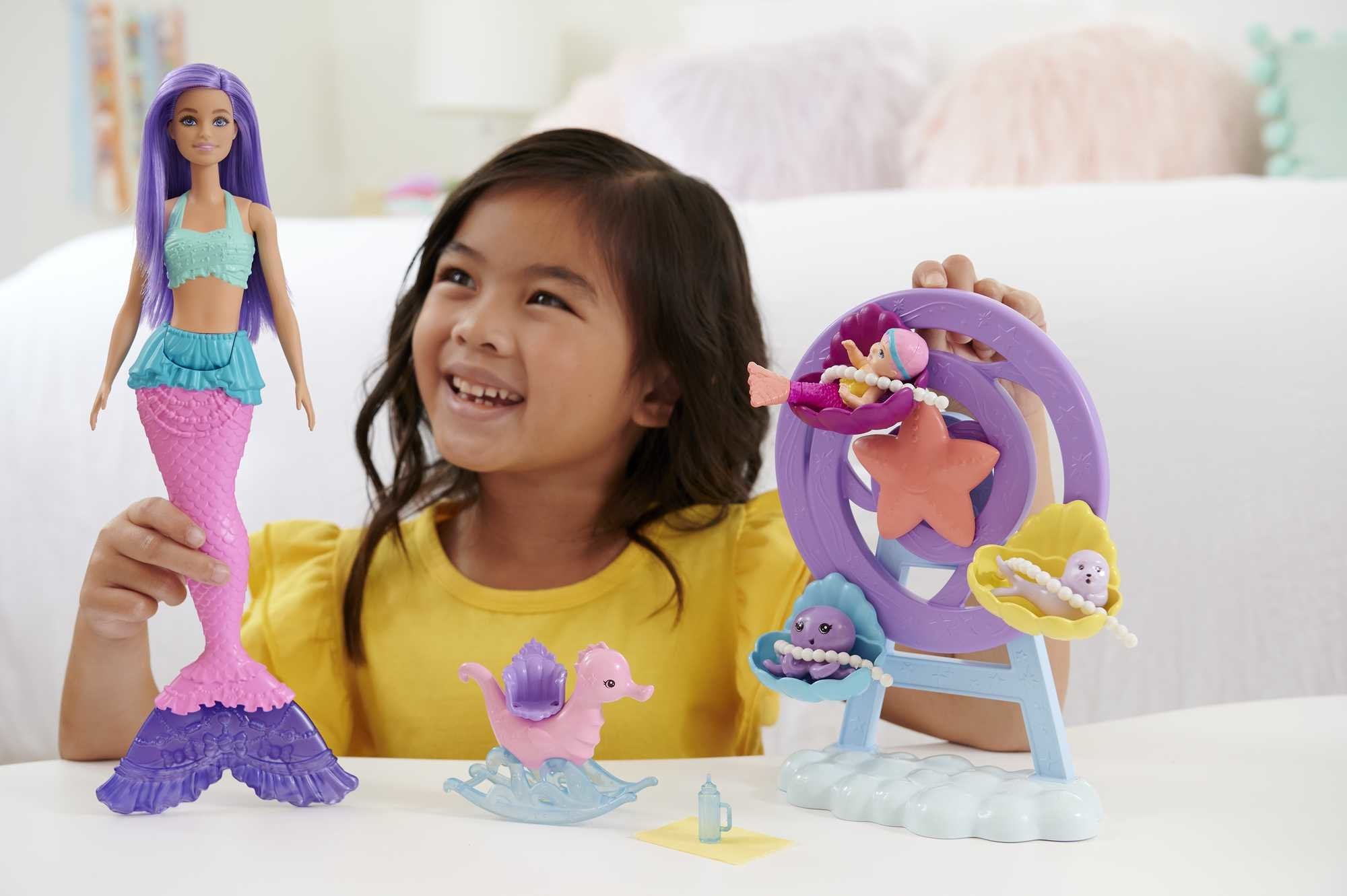 Muñeca Barbie Mattel Sirena Juego De Cuidado Con Merbaby Y Foca