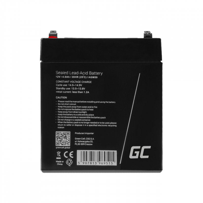 Green Cell Agm Vrla 12v 4ah Bezobslugowy Akumulator Do Zasilaczy Awaryjnych Ups