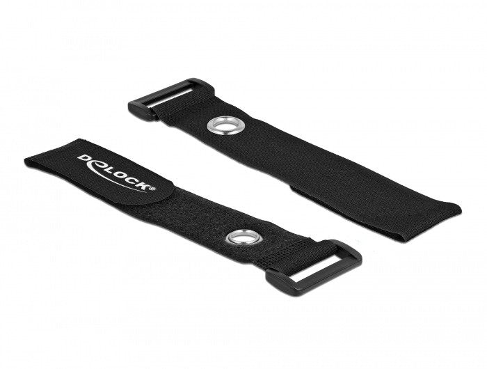 Delock Klett-Cablebinder Mit Schlaufe Und Befestigungsöse L 280 X B 38 Mm Schwarz 3 Stück