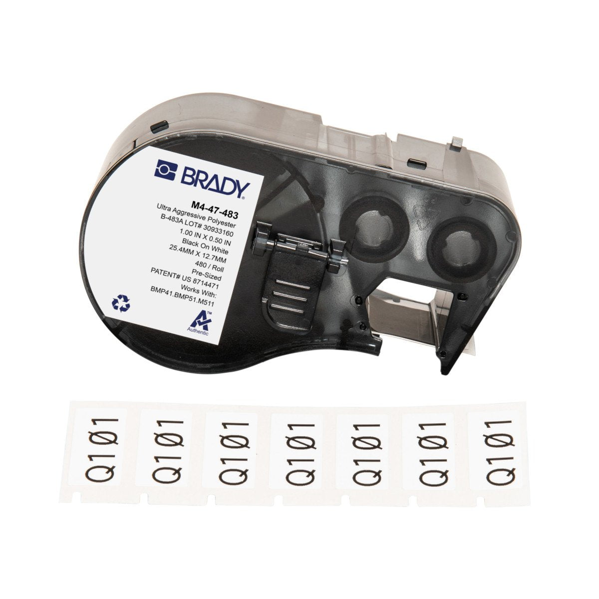 EAN 0888434592007 - Brady M4-47-483 etiqueta de impresora Negro, Blanco Etiqueta para impresora autoadhesiva imagen 1