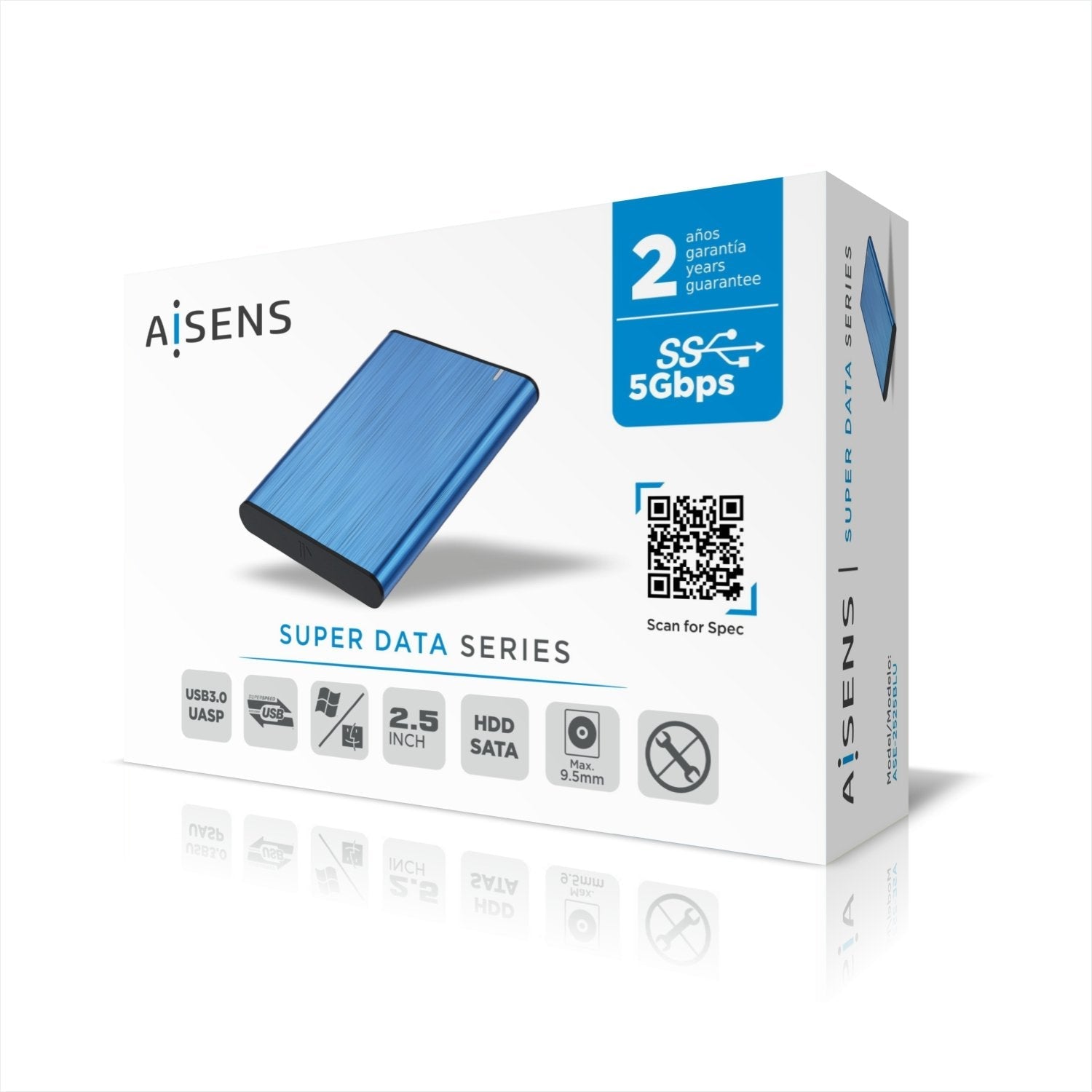 Aisens Caja Externa Para Disco Duro De 2.5' Usb 3.1 Ase-2525blu
