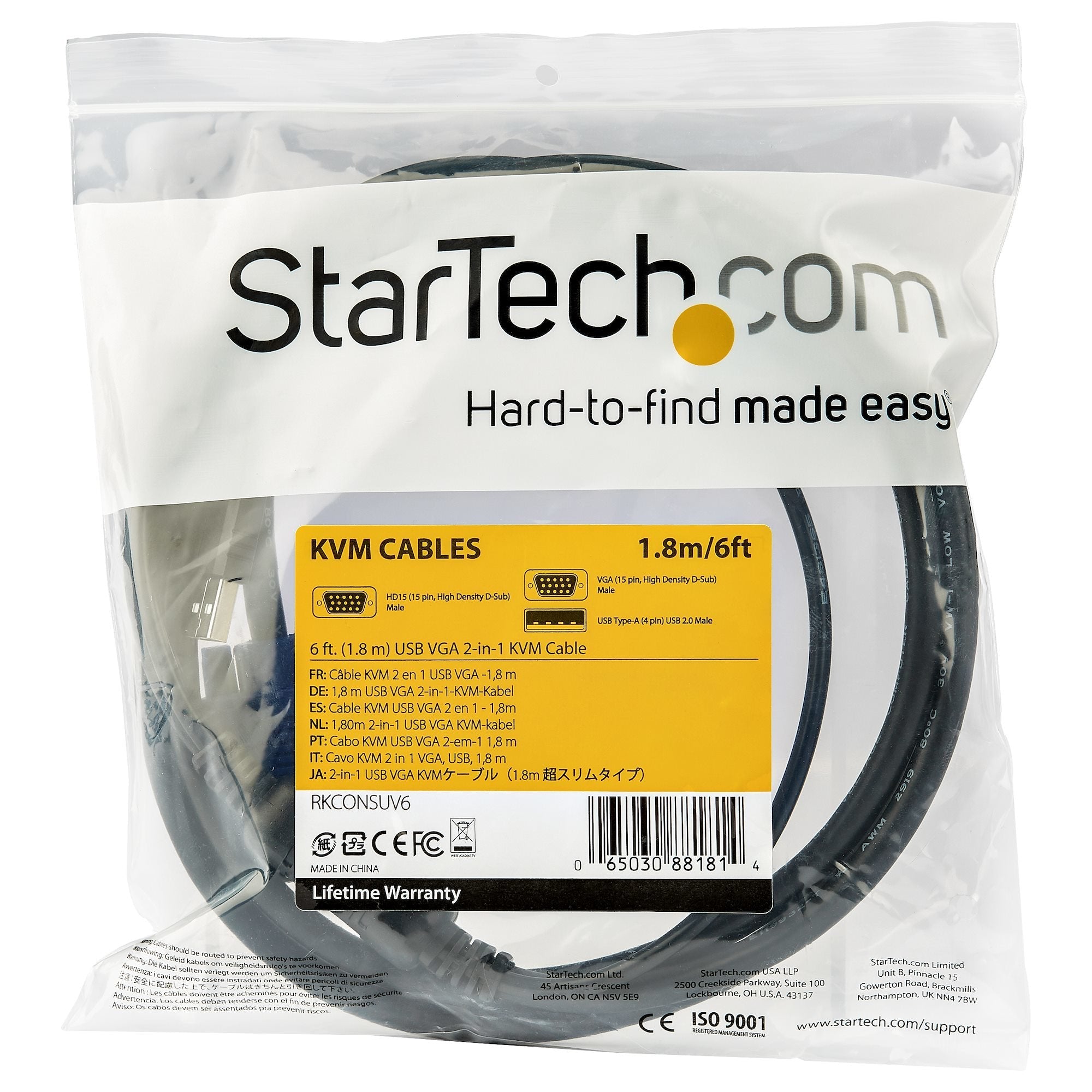 Startech Cable De 4,6m Kvm Usb