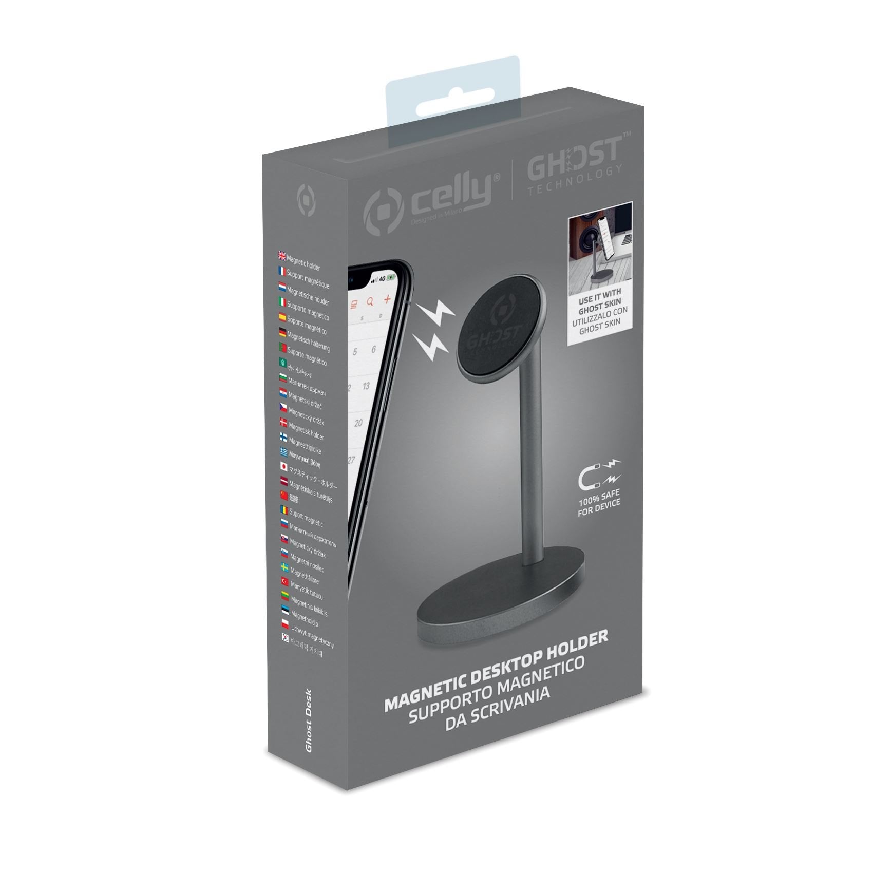 Celly Ghost Desk Soporte Pasivo Reproductor De Mp3, Móvil/Smartphone Negro
