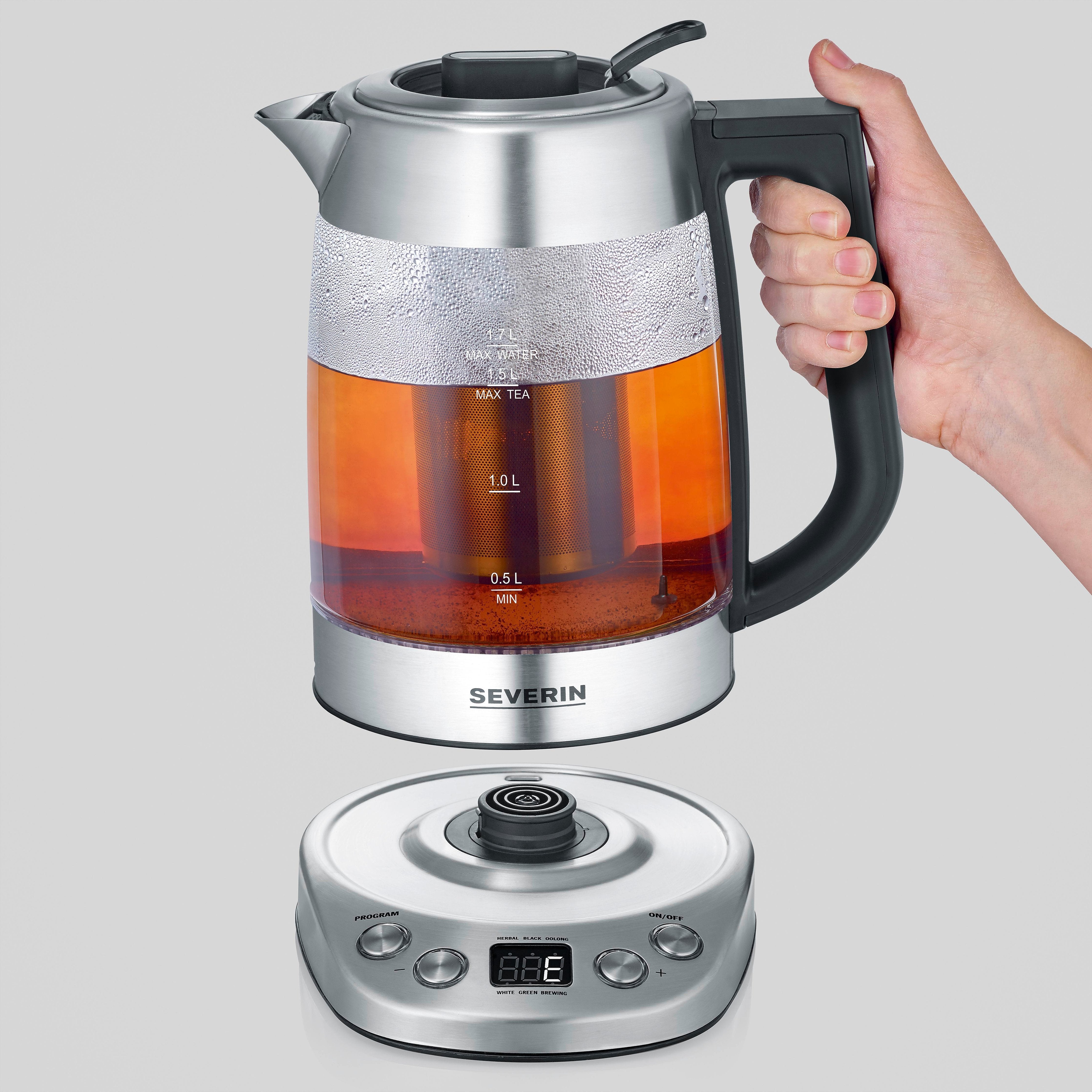 Tetera De Cristal Severin Deluxe Wk 3480 Acero Inoxidable/Transparente, 1,7 Litros 4008146045196