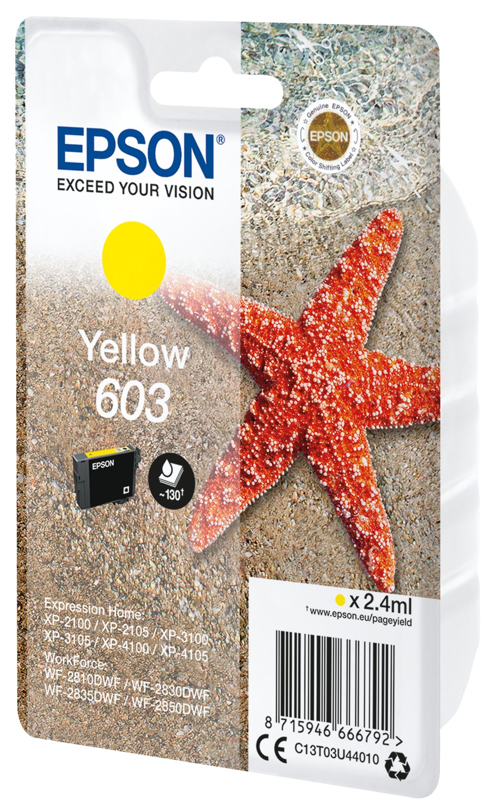 EAN 8715946666808 - Epson C13T03U44020 cartucho de tinta 1 pieza(s) Original Rendimiento estándar Amarillo imagen 1