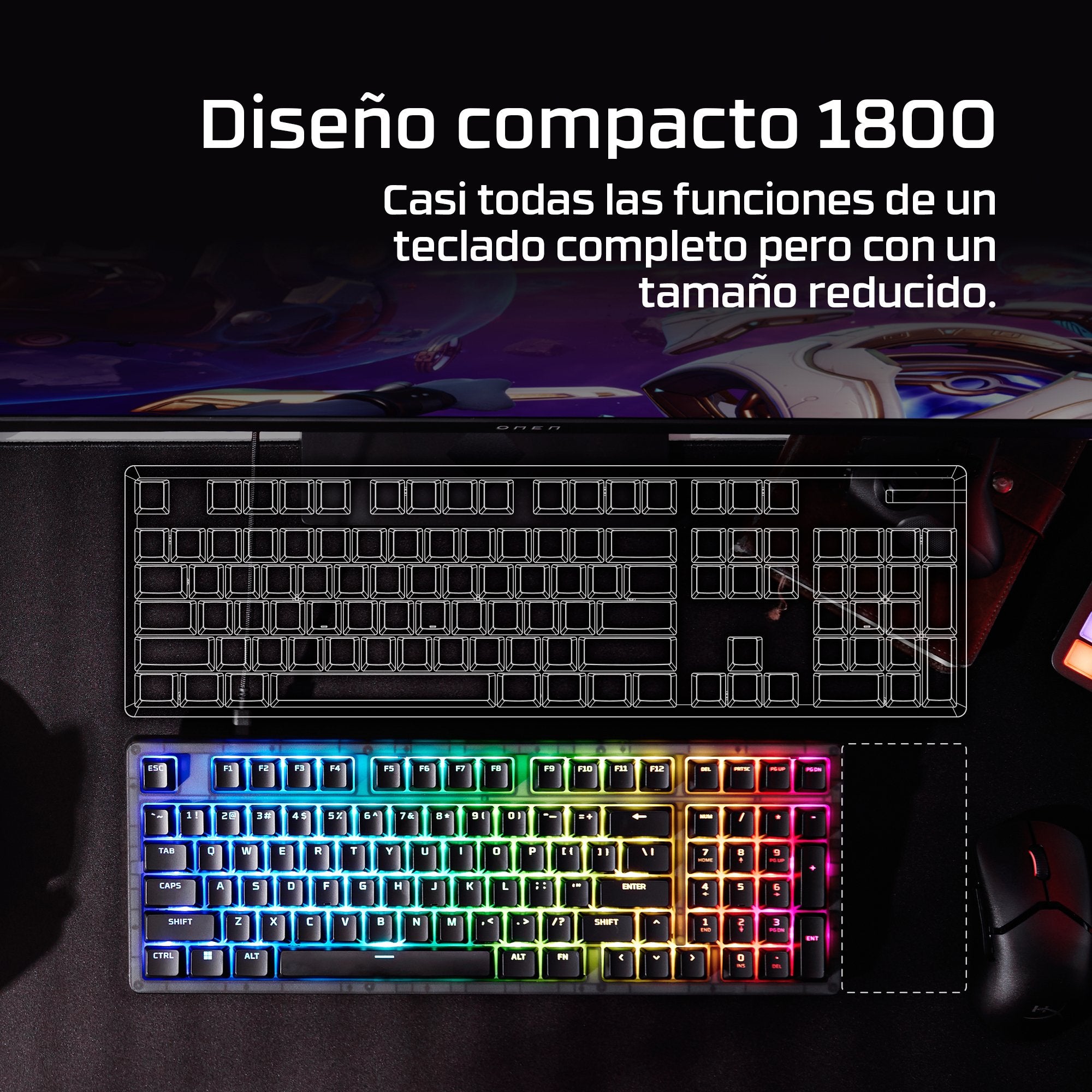 EAN 0198828944764 - HyperX Origins 2 1800 teclado Juego USB Negro imagen 6