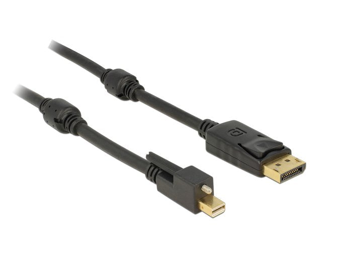 Delock Cable Mini Displayport 1.2 Macho Con Tornillo  Displayport Macho 4k Negro 2 M