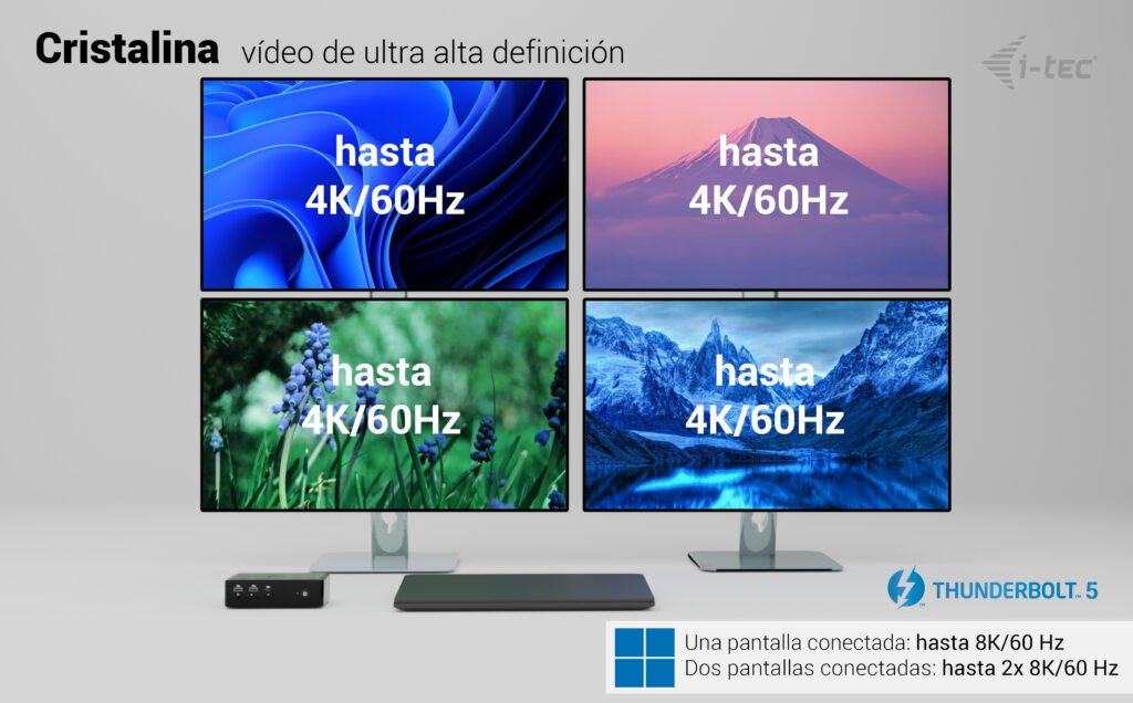 I-Tec Thunderbolt5 Quattro Display Dock 2x Hdmi 2x Tb5 (Do 120gbps, 30w) 5x Usb (10gbps, Bc 1.2) 2.5 Glan Audio Czytnik Kart Power Delivery 140w (Kabel Tb5 1m) - Stacja Dokujaca