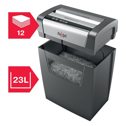 Rexel Destructora Momentun X312 - Hasta 12 Hojas A La Vez - Negro/Plata
