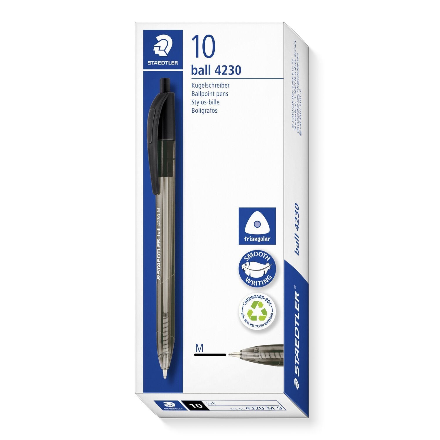 Staedtler Bolígrafo Retráctil Ball 4230 M 1,0mm Triangular Negro 10u