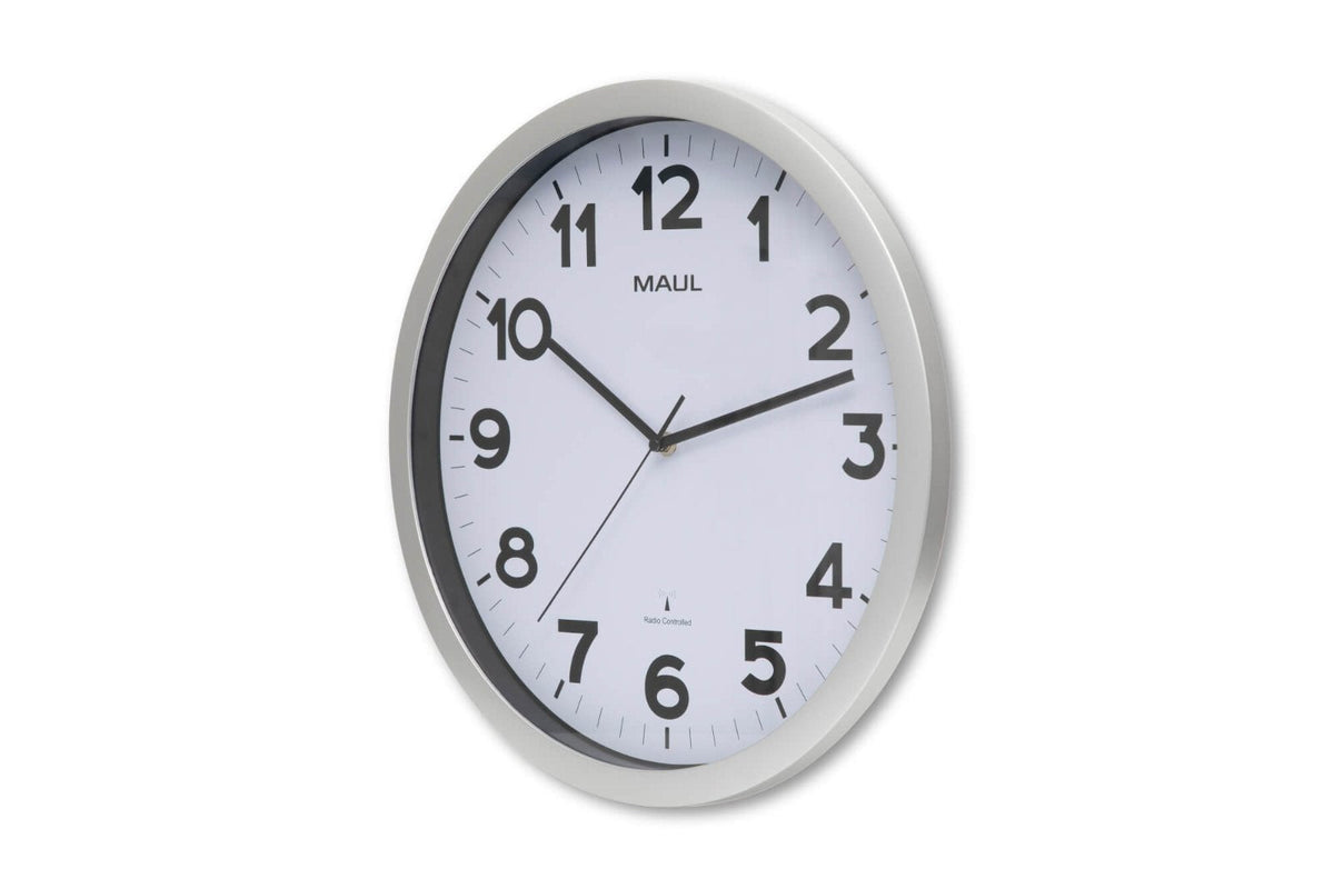 Jakob Maul Gmbh Maul Maulstep, Pared, Quarzuhr, Redondo, Plateado, Blanco, Plástico, Aa