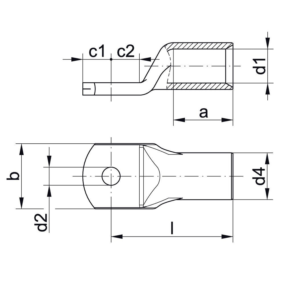 Klauke Rohrcableschuh 35qmm M12 5r12ms E-Cu Galv. Verz. M.Sichtloch
