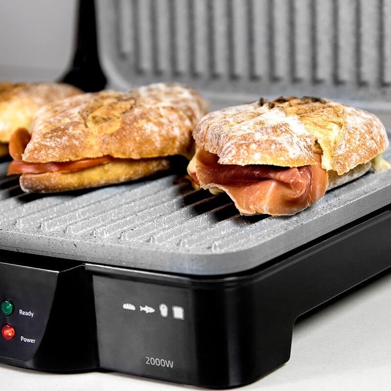 Cecotec Kontaktgrill Rock?N Grill 2000 W (Negro/Edelstahl, 2.000 Watt) 3025