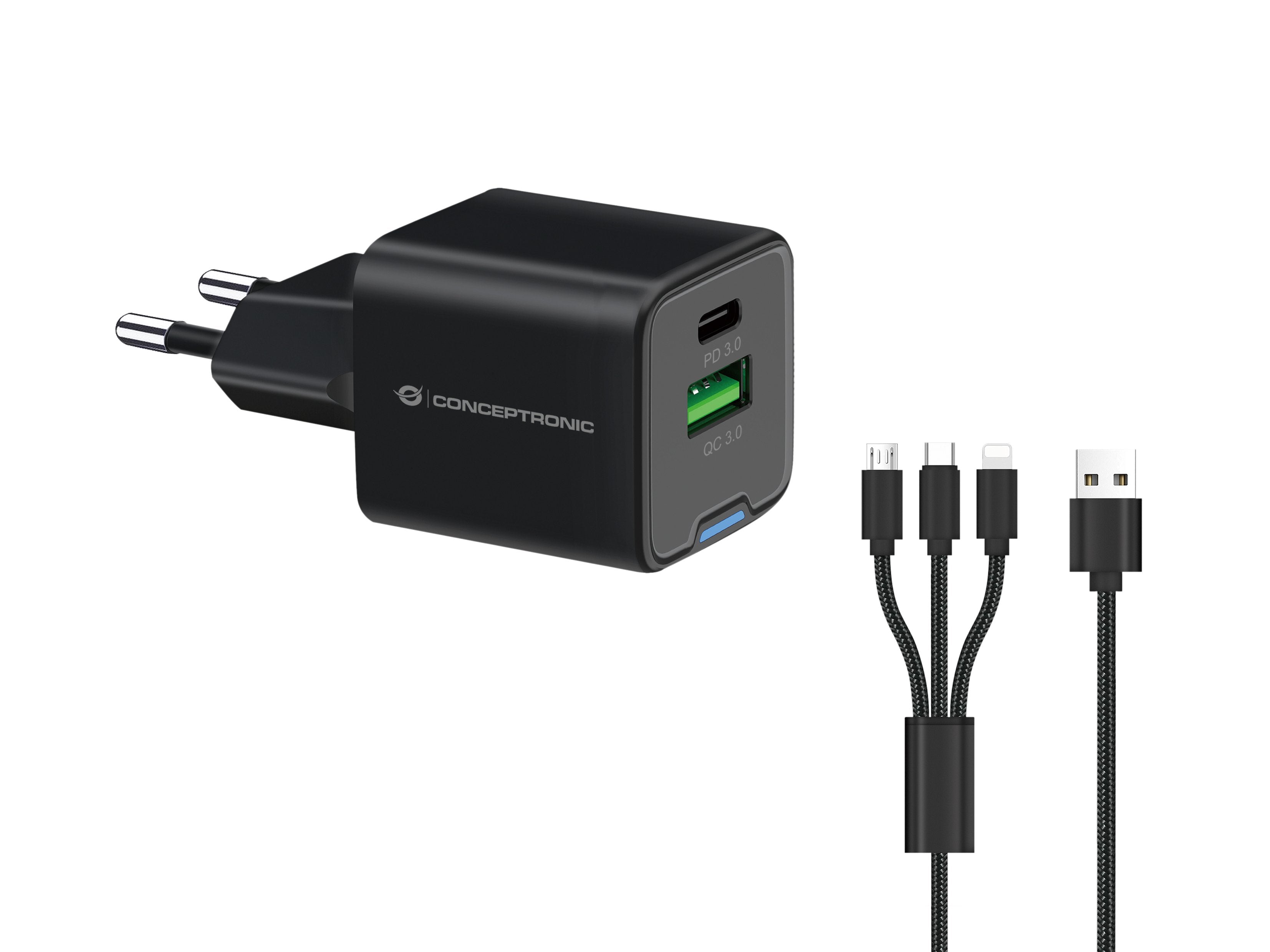EAN 4015867236499 - Conceptronic ALTHEA16B cargador de dispositivo móvil Universal Negro Corriente alterna Carga rápida Inter imagen 1