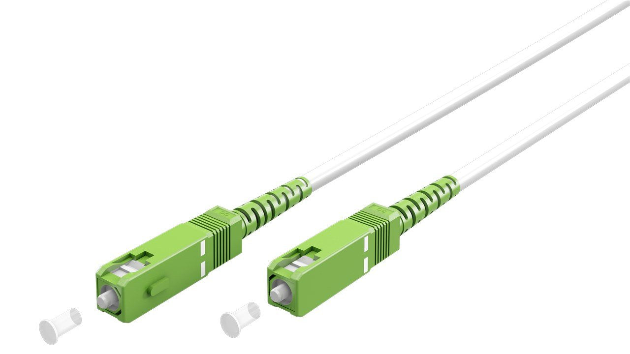Cable De Fibra Óptica Para Router 15m -Ø3 Mm Blanco Latiguillo Monomodo Ftth - 9/125 Os2 - Sc/Apc-Sc/Apc Simplex - Compatible