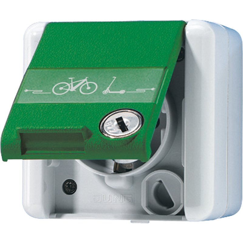 Jung 820gnnawsleb Schuko Steckd.M.Klappd. U.Sicherh.E-Bike
