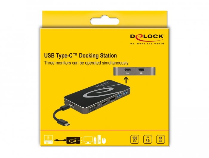 Delock Usb Type-C 3.2 Dockingstation 4k Hdmi + Dp