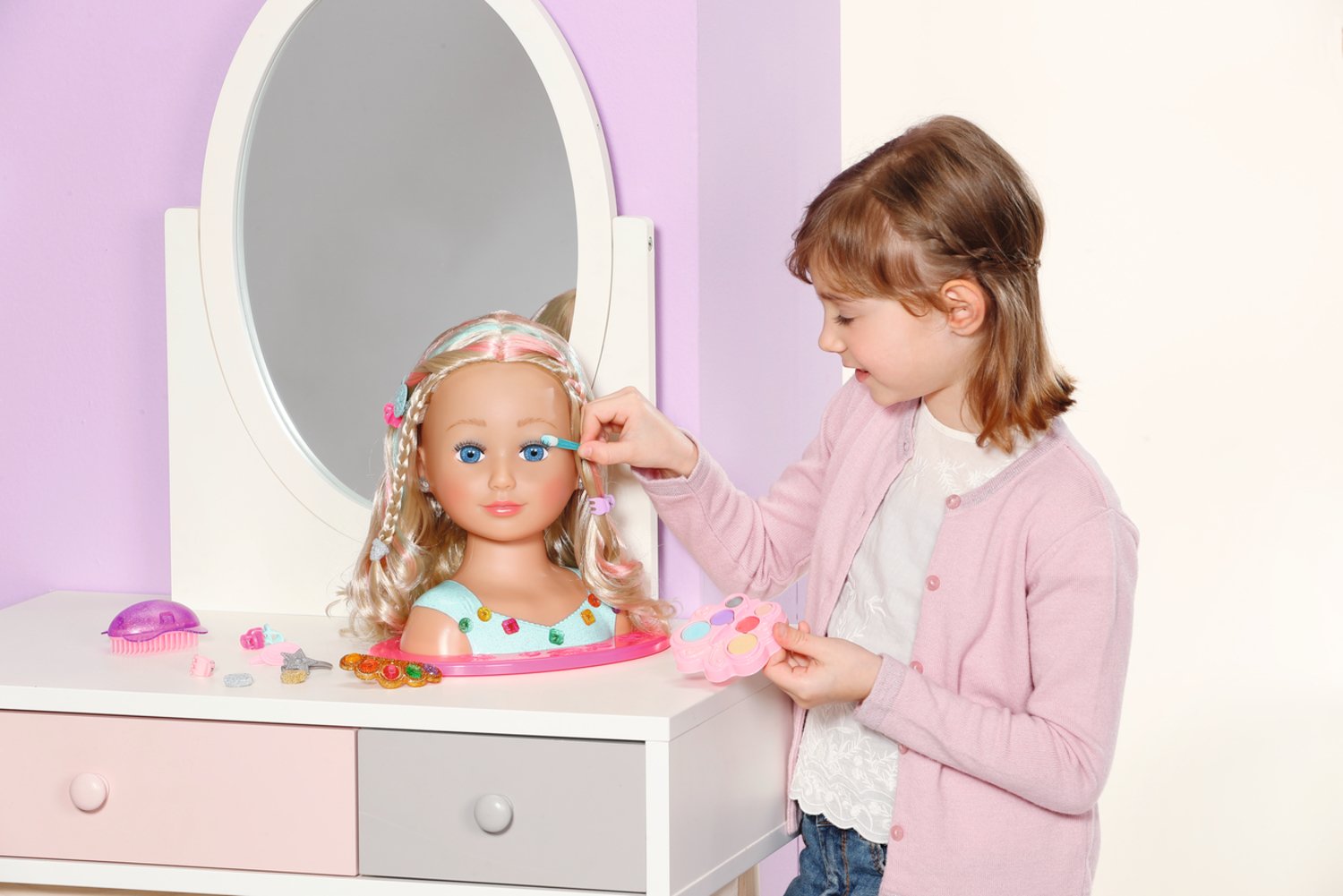 Zapf Creation Baby Born® Sister Styling Head Princess, Cabeza De Maquillaje Y Peluquería 835432