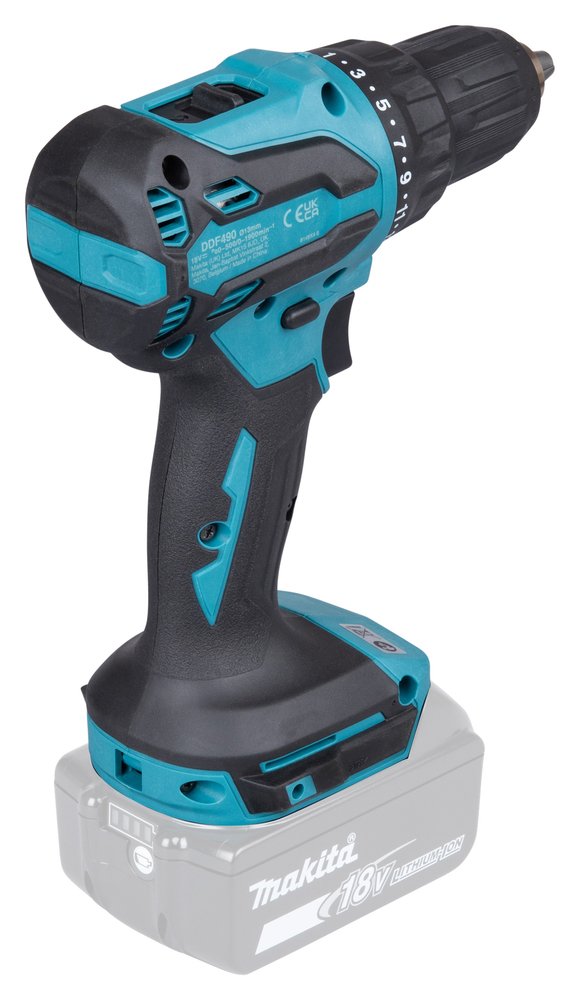 EAN 0197050009845 - Makita DDF490Z taladro 1900 RPM Sin llave 1,7 kg Azul, Negro imagen 5