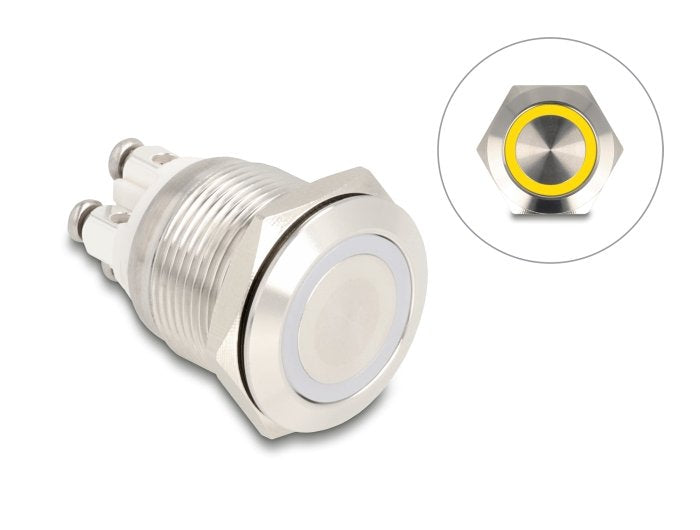 Drucktaster Zum Einbau 19 Mm 4 X Schraubklemme Led Gelb