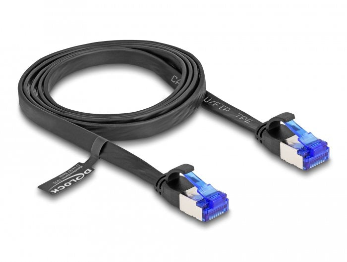 Delock Rj45 Flachband Cable De Red Macho A Macho Cat.6a Flexibel 1 M Negro