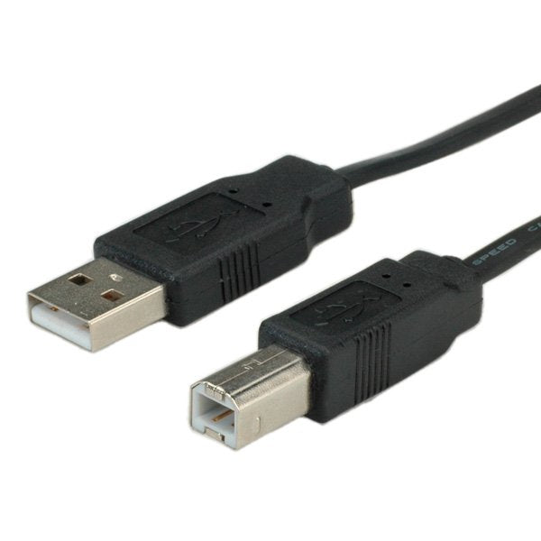 Roline Usb 2.0 Notebook-Flachcable, Typ A-B, Schwarz, 1,8 M