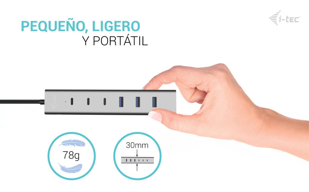 EAN 8595611707193 - i-tec CAHUBMETAL7 hub de interfaz USB 3.2 Gen 1 (3.1 Gen 1) Type-A + Type-C 5 Mbit/s Gris imagen 10