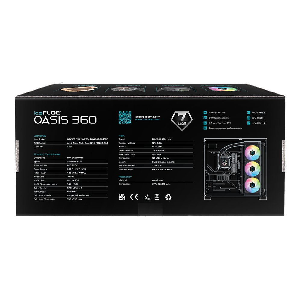 Iceberg Thermal Icefloe Oasis 360 Procesador Sistema De Refrigeración Líquida Todo En Uno 12 Cm Negro 1 Pieza(S)