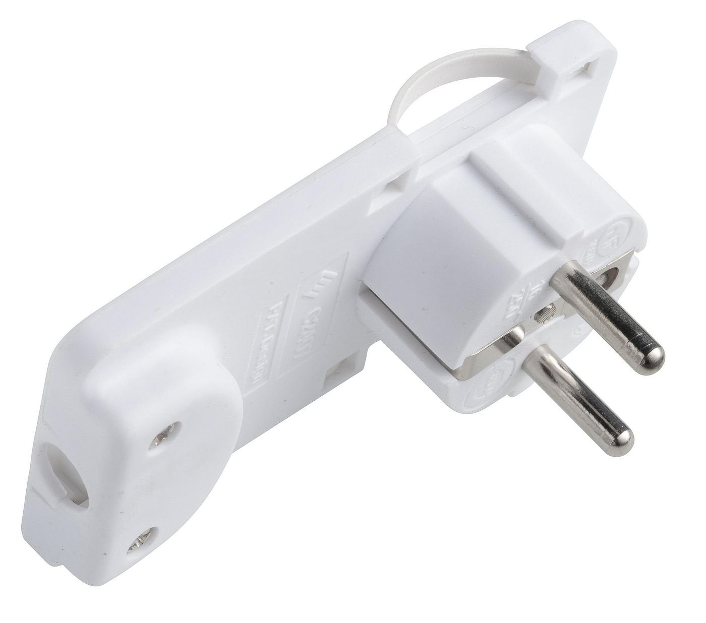 Schuko Angled Power Plug White, Form : Flat
