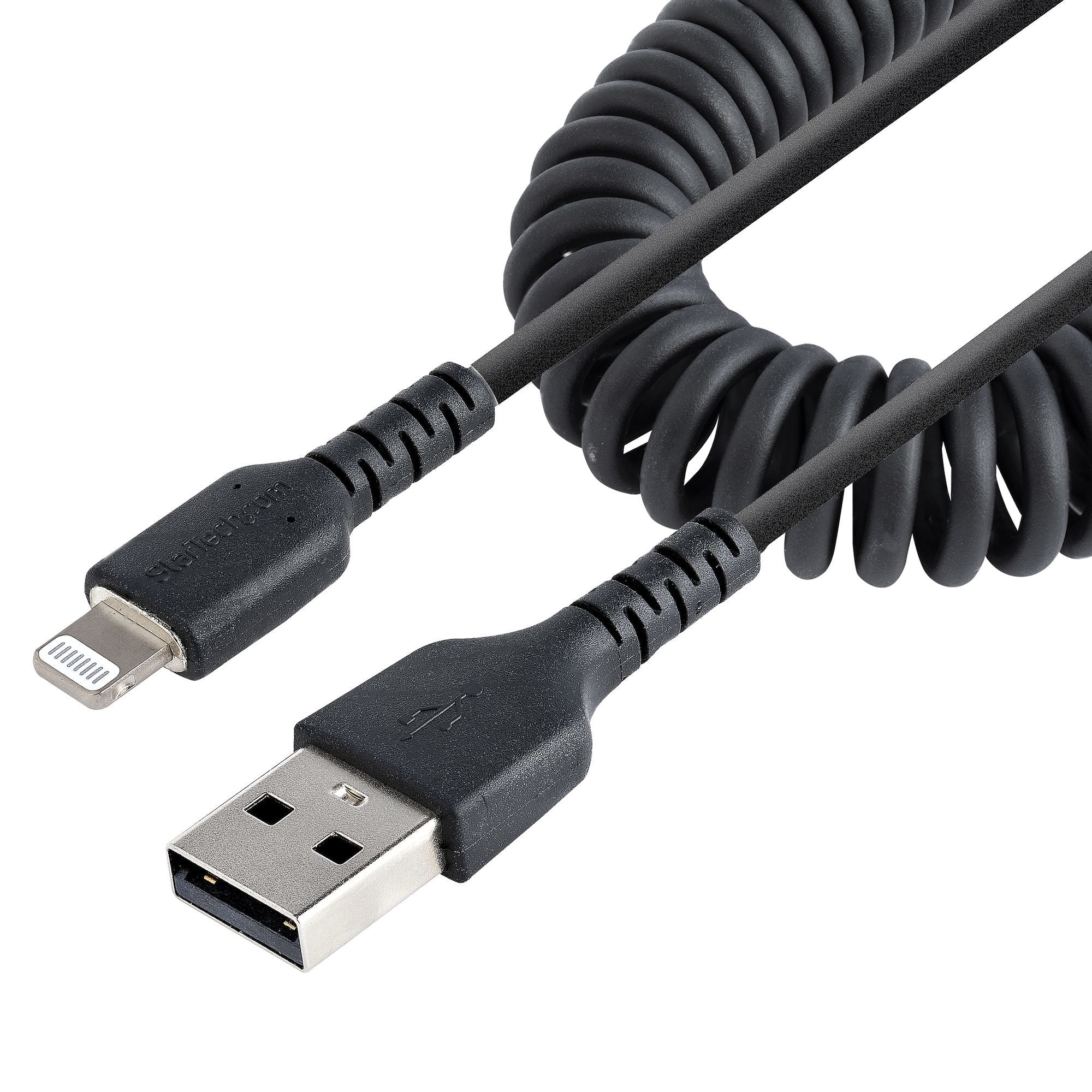 Usb To Lightning Cable - 1m    Cabl (3.3ft) Coiled Cable Black