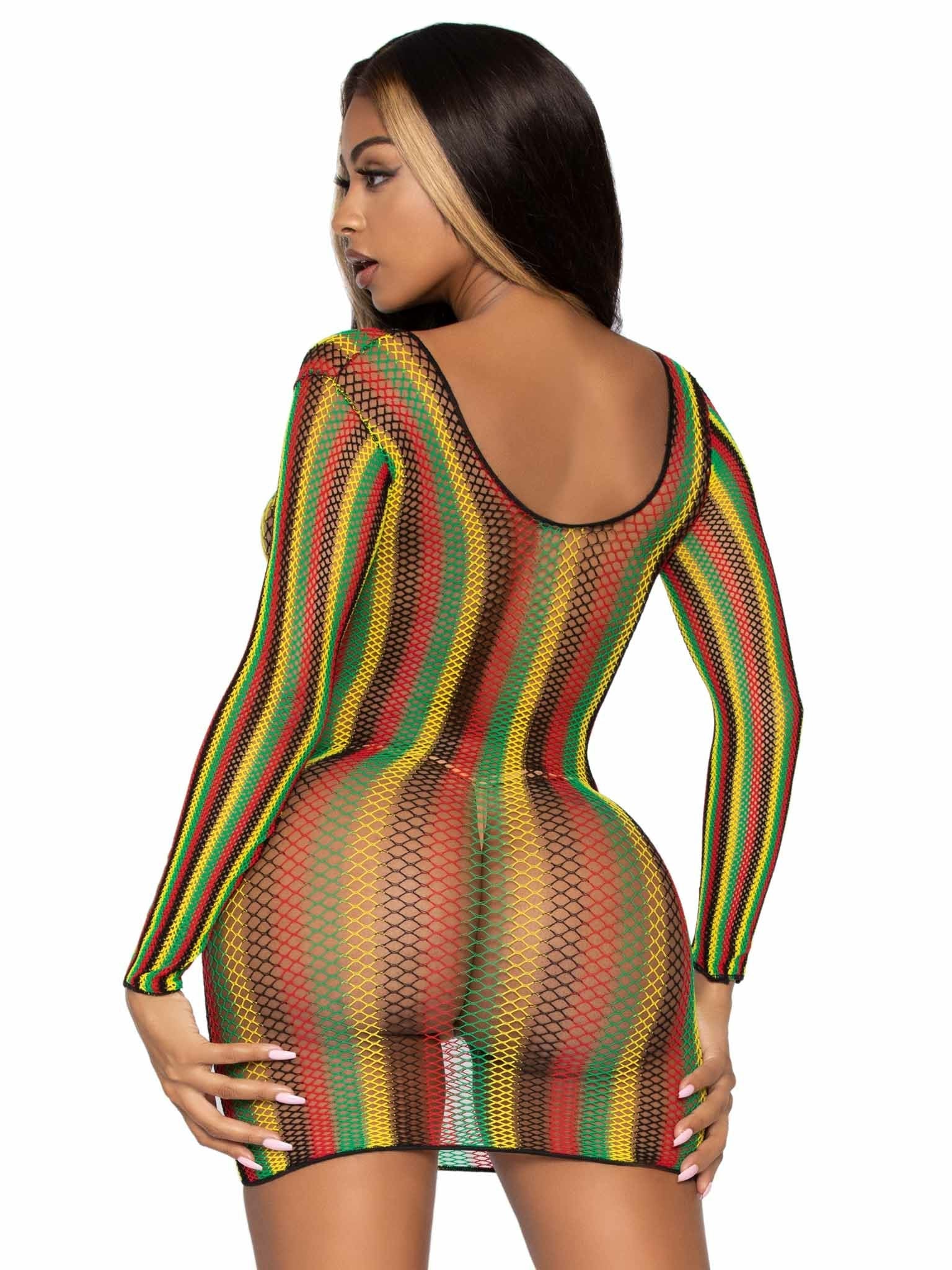 Leg Avenue - Minivestido De Red Rastas Talla Unica