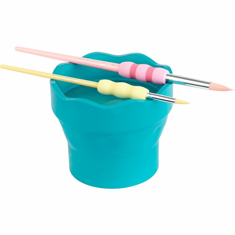 Faber-Castell Vaso De Agua Clic&Go Turquesa, Recipiente De Agua Turquesa