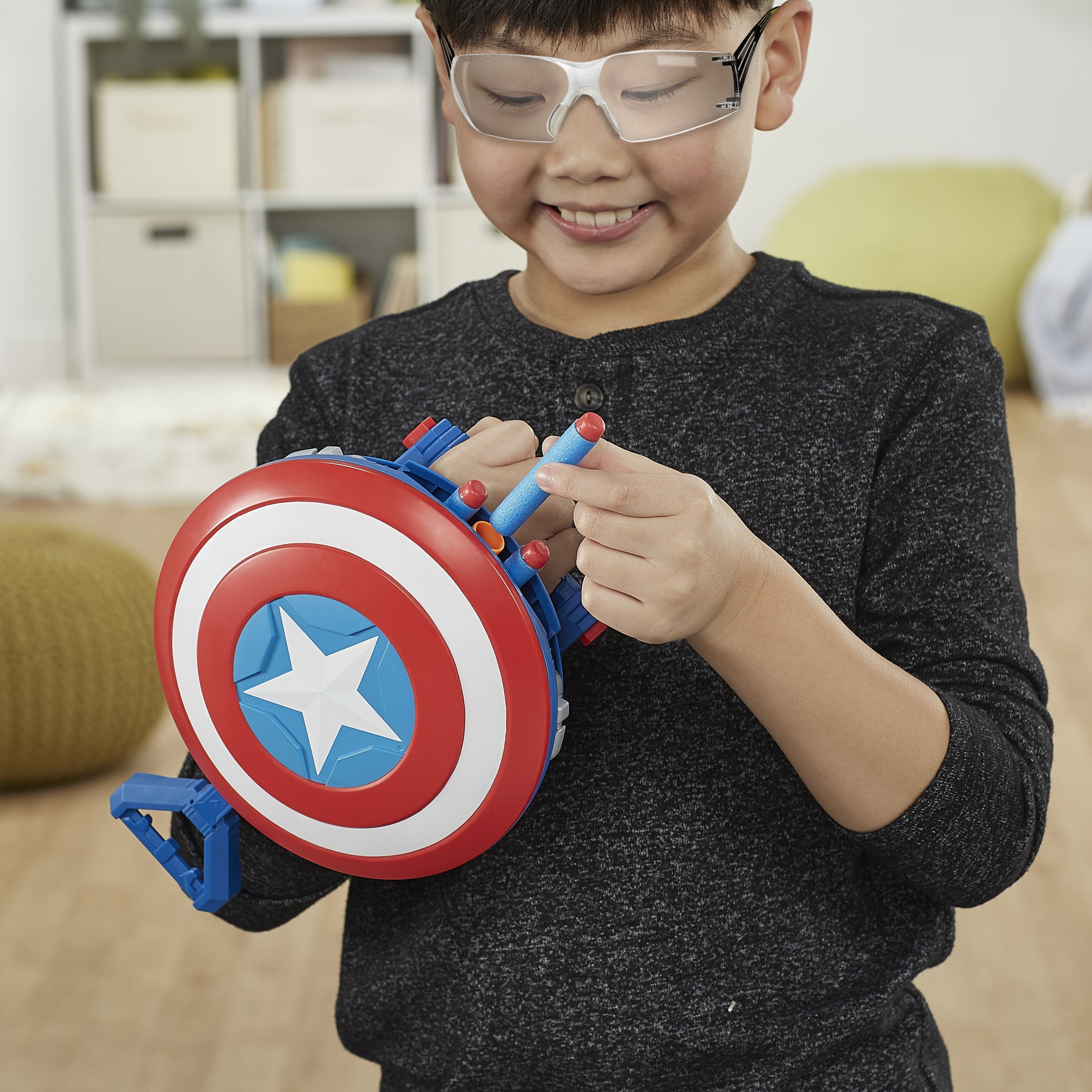Lanzador Hasbro Nerf Marvel Mech Strike Mechasaurs Capitán América Con Redwing