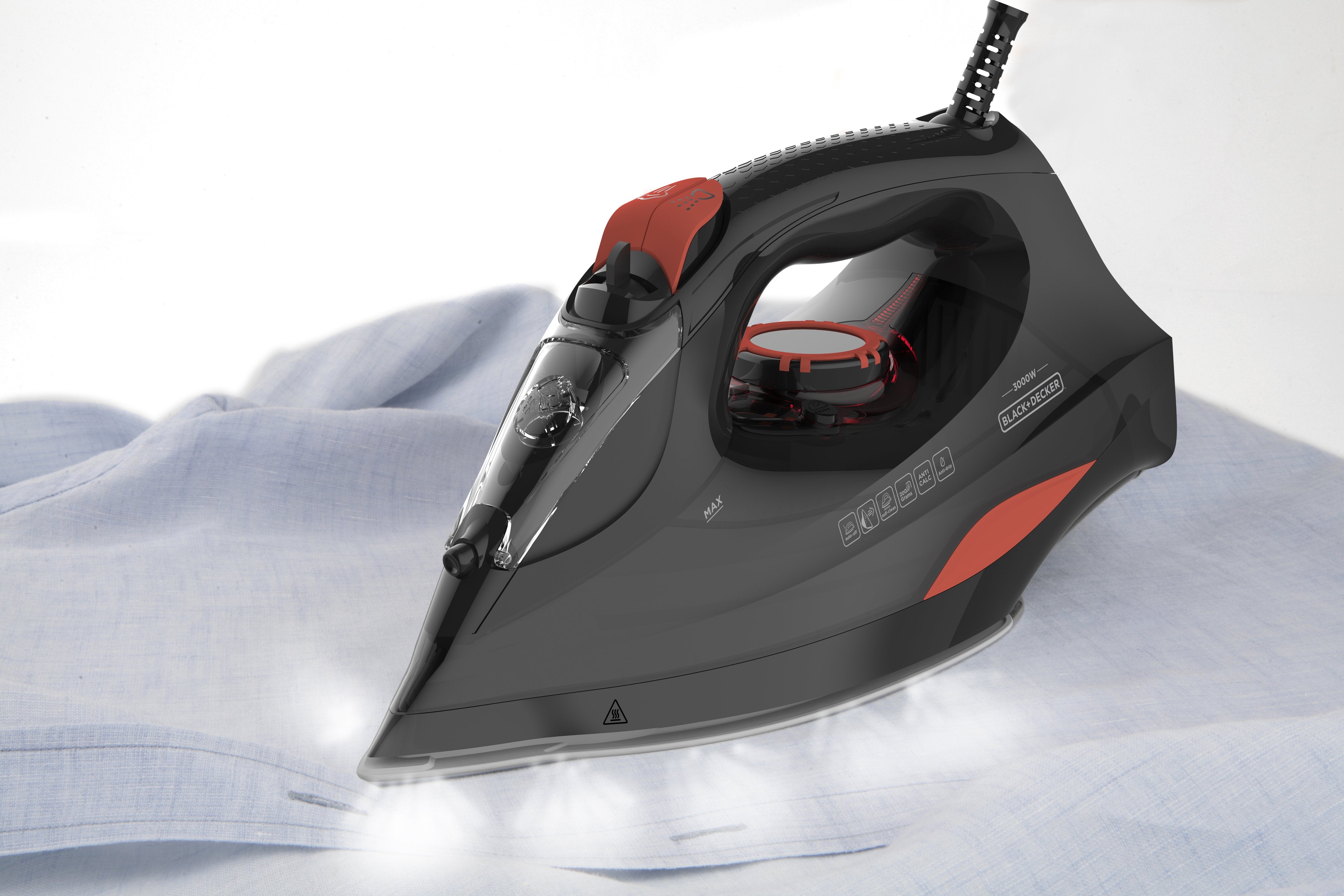 EAN 8432406180192 - Black & Decker BXIR3000E plancha Plancha a vapor Suela de cerámica 3000 W Negro, Naranja imagen 3