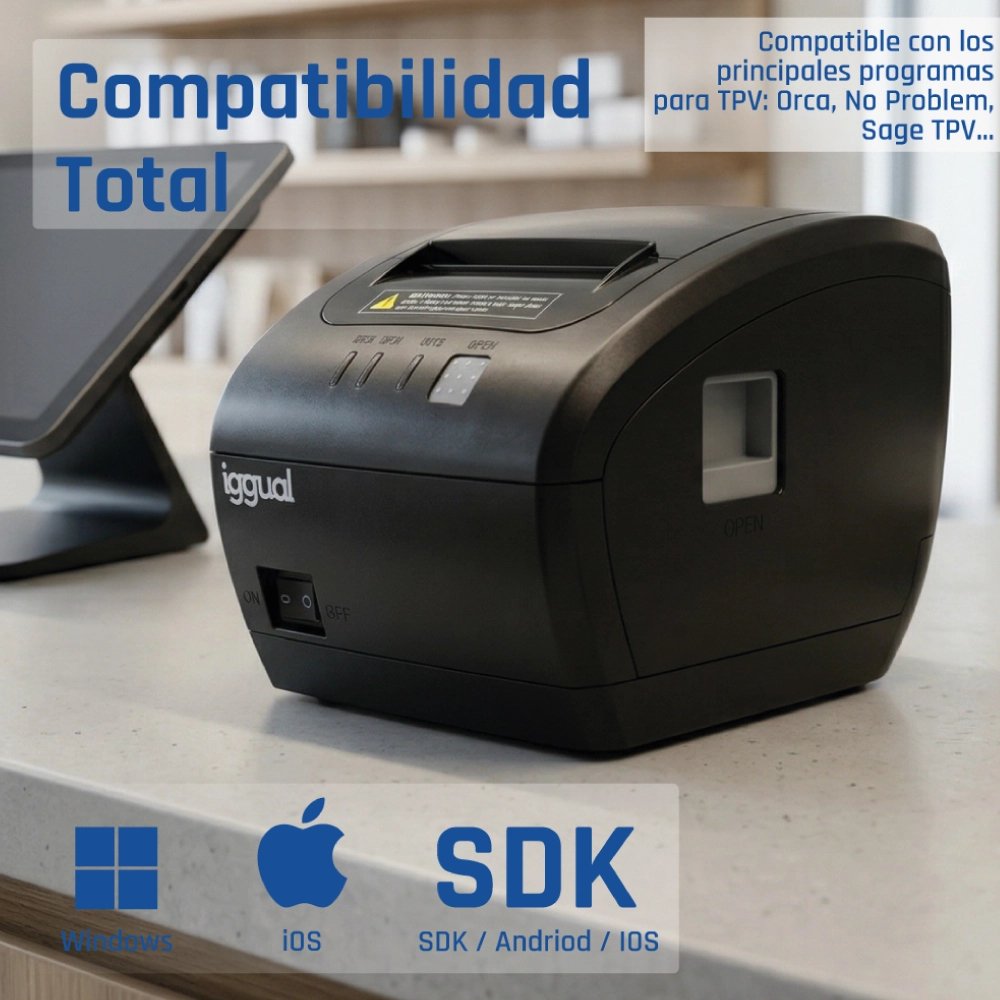 EAN 8435364319321 - iggual TP Easy 80 WiFi 203 x 203 DPI Inalámbrico y alámbrico Transferencia térmica Impresora de recibos imagen 12