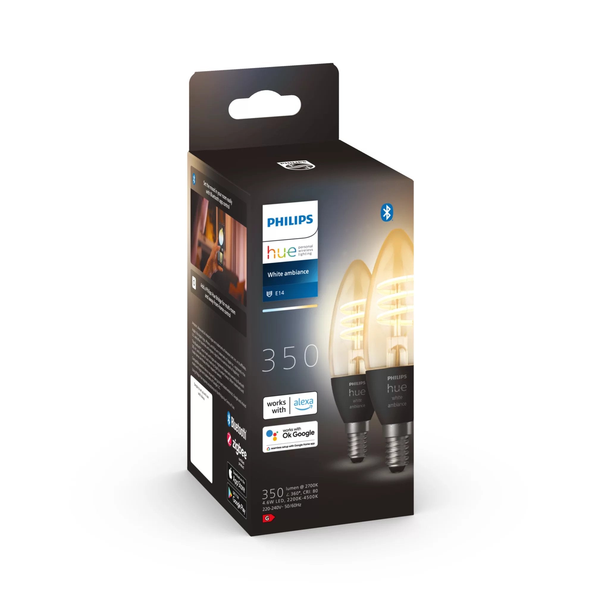 Philips Hue Led Kerze E14 White Ambiance 4,9w 2er Set