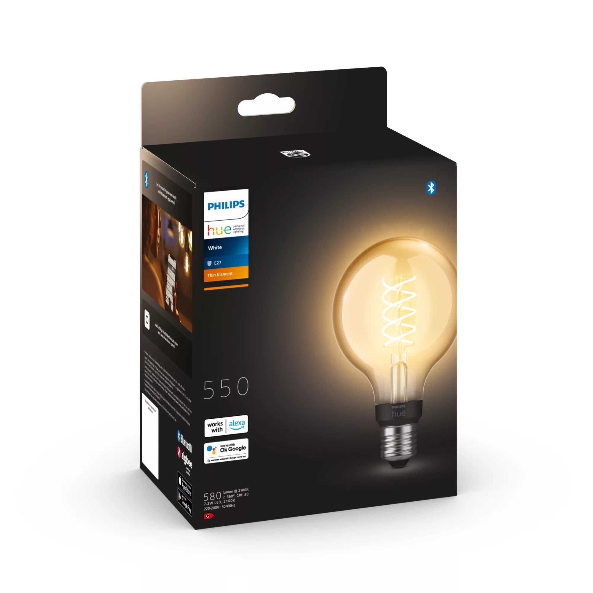 Philips Hue Filamento Blanco E27 Globo G93 550lm